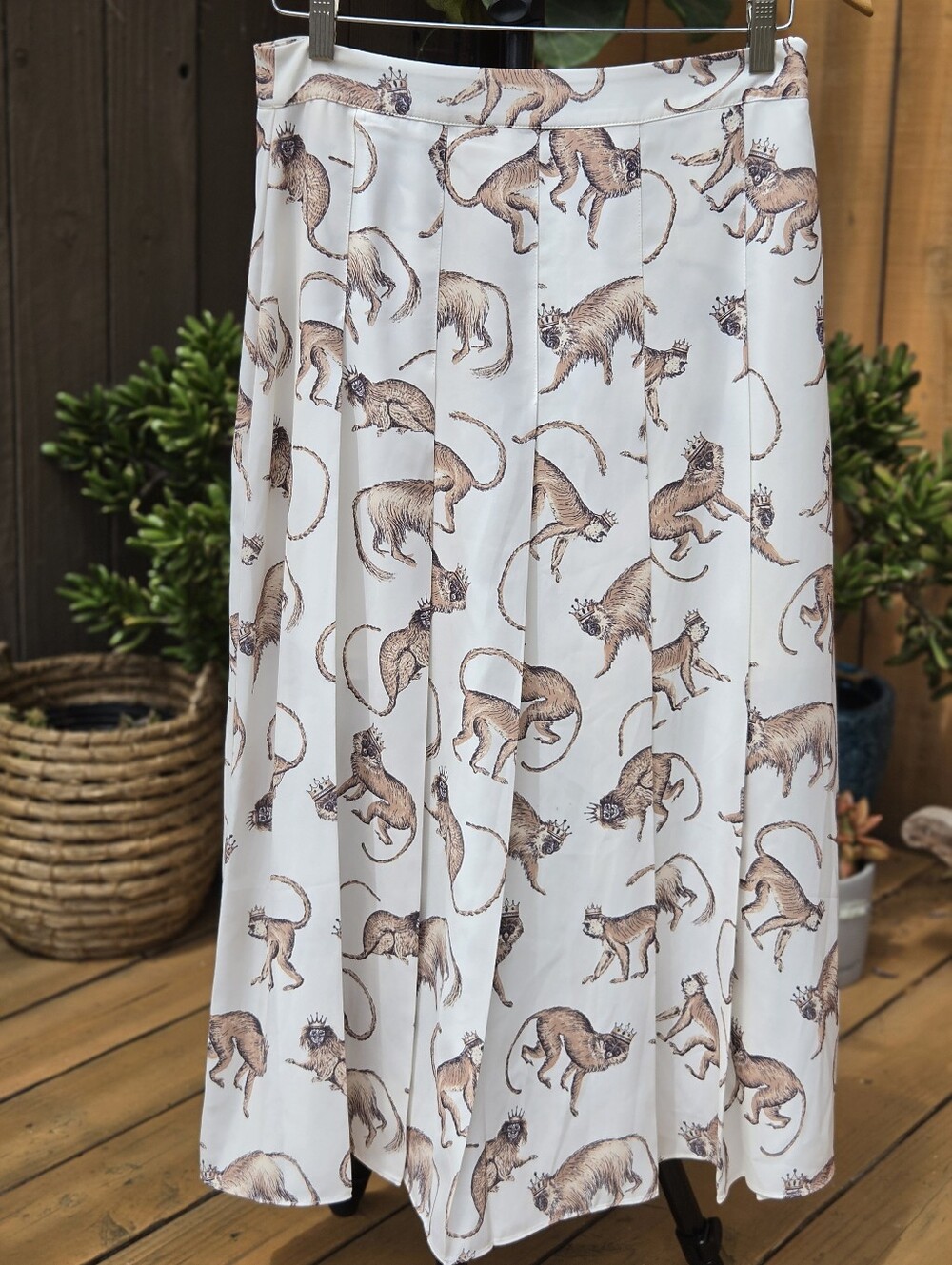 Women’s Cream Skirt with Brown Animal Print
